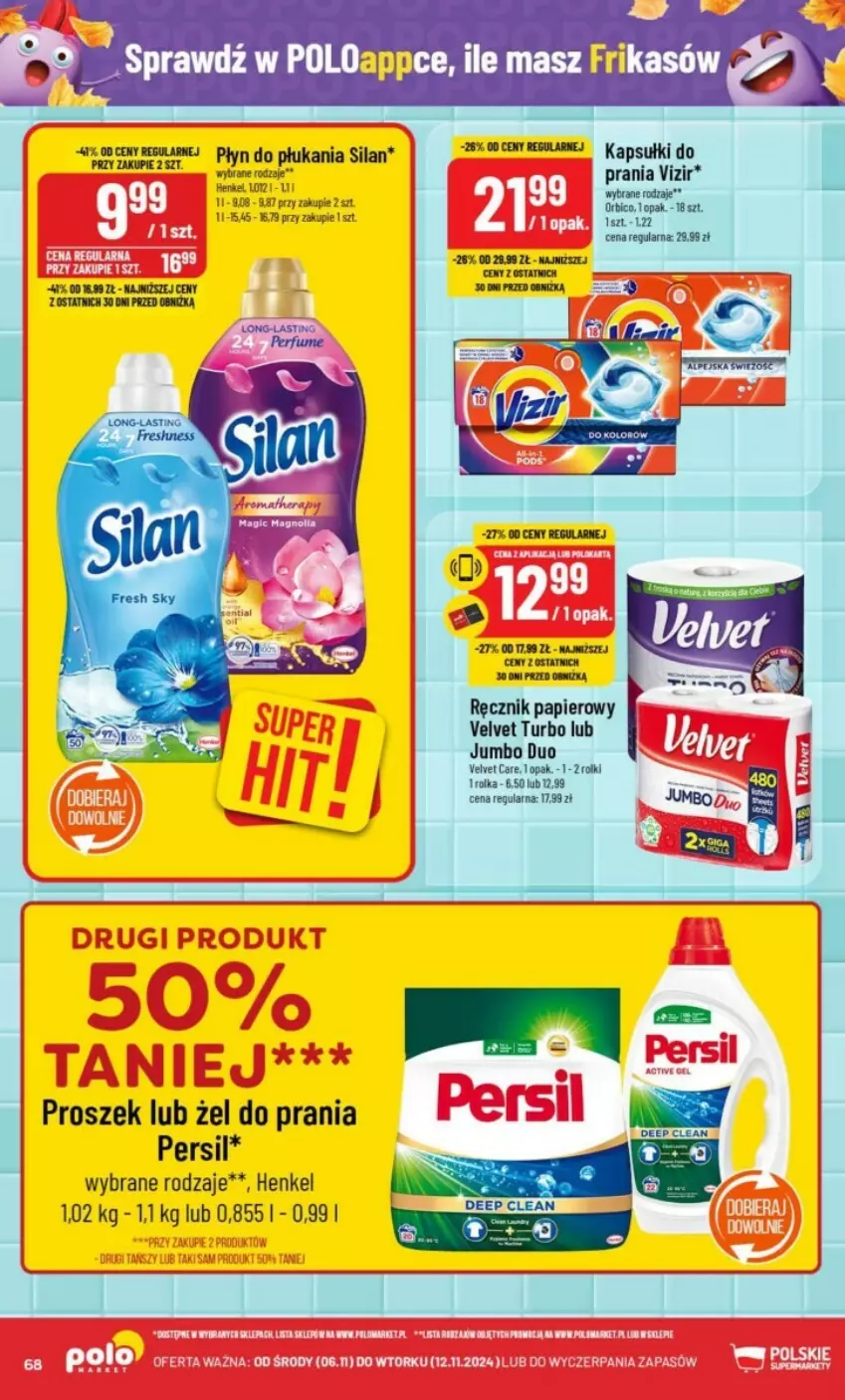 Gazetka promocyjna PoloMarket - ważna 06.11 do 12.11.2024 - strona 65 - produkty: Papier, Persil, Płyn do płukania, Ręcznik, Rolki, Silan, Velvet, Vizir