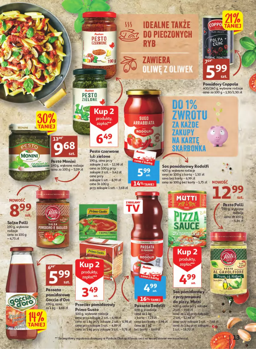 Gazetka promocyjna Auchan - Gazetka Wielkie majowe odkrycia cenowe część #2 Hipermarket Auchan - ważna 04.05 do 10.05.2023 - strona 13 - produkty: Monini, Odol, Pesto, Pomidory, Salsa