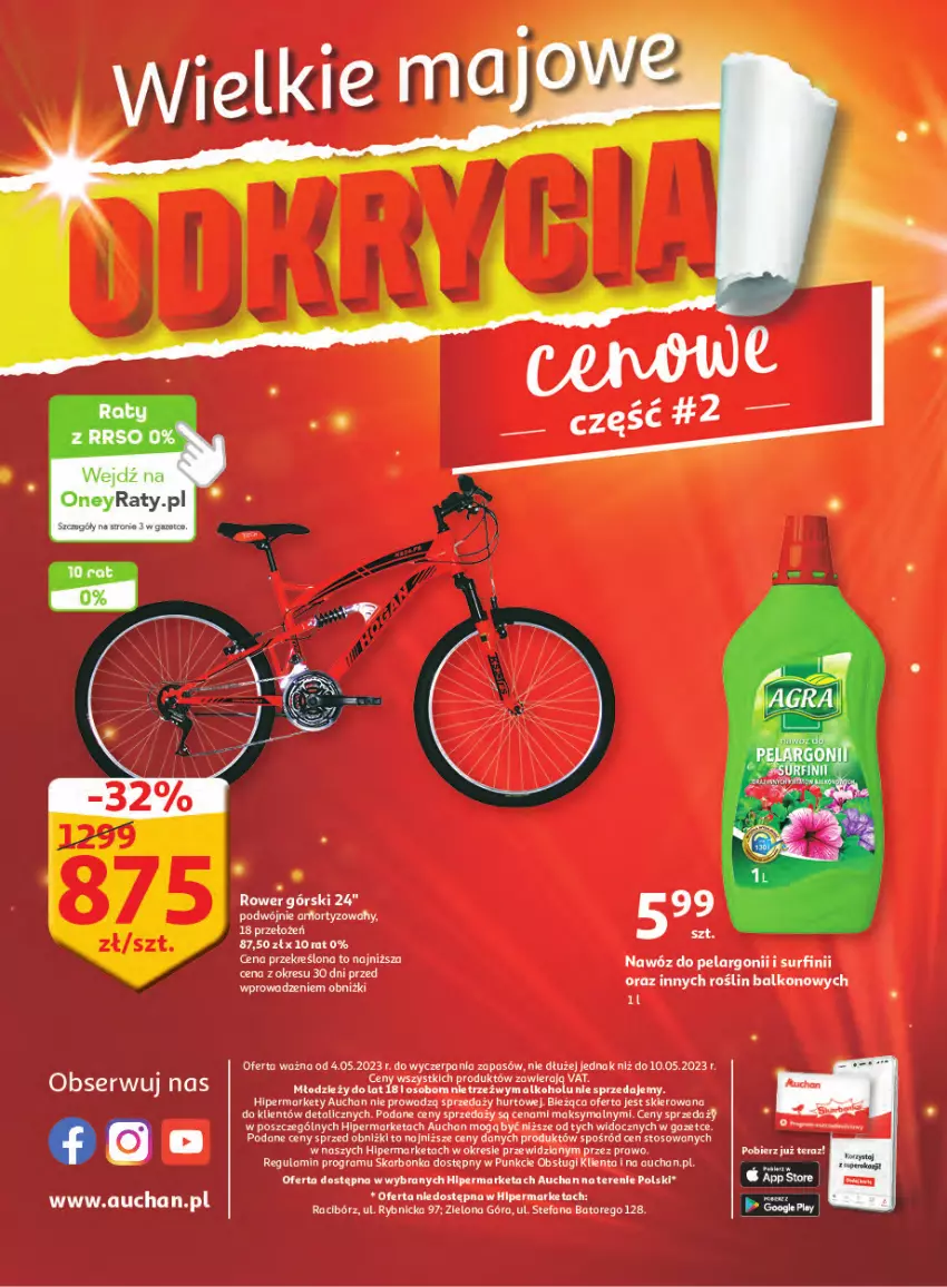 Gazetka promocyjna Auchan - Gazetka Wielkie majowe odkrycia cenowe część #2 Hipermarket Auchan - ważna 04.05 do 10.05.2023 - strona 48 - produkty: Fa, Gra, Nawóz, Ser, Surf