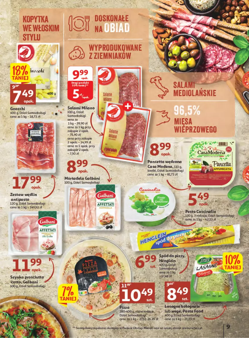 Gazetka promocyjna Auchan - Gazetka Wielkie majowe odkrycia cenowe część #2 Hipermarket Auchan - ważna 04.05 do 10.05.2023 - strona 9 - produkty: Fa, Galbani, Gnocchi, Gry, Kasia, Pesto, Salami, Ser