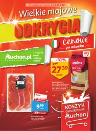 Gazetka promocyjna Auchan - Gazetka Wielkie majowe odkrycia cenowe część #2 Hipermarket Auchan - Gazetka - ważna od 10.05 do 10.05.2023 - strona 1 - produkty: Kawa ziarnista, Prosciutto, Kawa, Lavazza