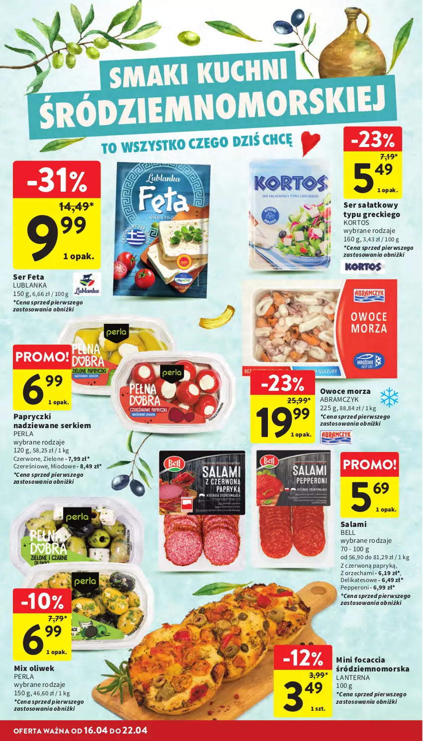 Gazetka promocyjna Intermarche - Gazetka promocyjna - ważna 16.04 do 22.01.2026 - strona 24 - produkty: Bell, Feta, Focaccia, Owoce, Owoce morza, Papryczki nadziewane, Salami, Sałat, Ser