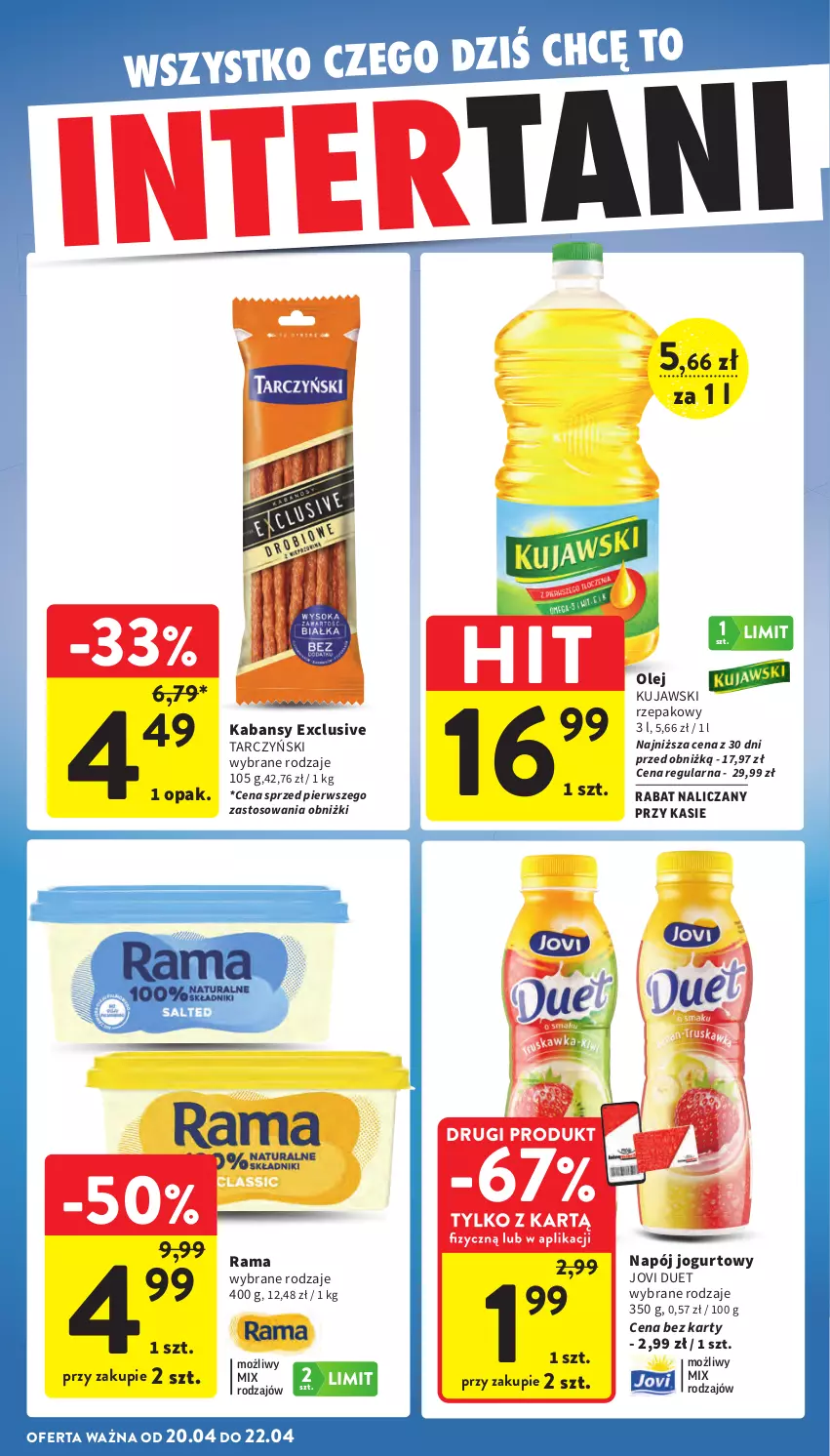 Gazetka promocyjna Intermarche - Gazetka promocyjna - ważna 16.04 do 22.01.2026 - strona 42 - produkty: Jogurt, Kujawski, Napój, Napój jogurtowy, Olej, Rama, Tarczyński
