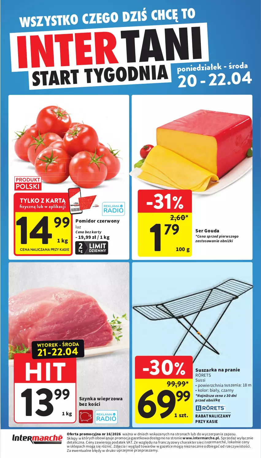Gazetka promocyjna Intermarche - Gazetka promocyjna - ważna 16.04 do 22.01.2026 - strona 44 - produkty: Gouda, Rörets, Ser, Suszarka, Suszarka na pranie, Szynka, Szynka wieprzowa