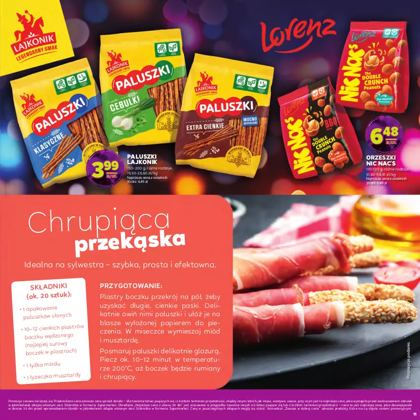 Gazetka promocyjna Stokrotka - Katalog Sylwester! - ważna 30.12.2025 do 14.01.2026 - strona 11 - produkty: Boczek, Lajkonik, Lazur, Mięso, Miód, Mus, Orzeszki, Owoce, Papier, Piec, Rum, Warzywa