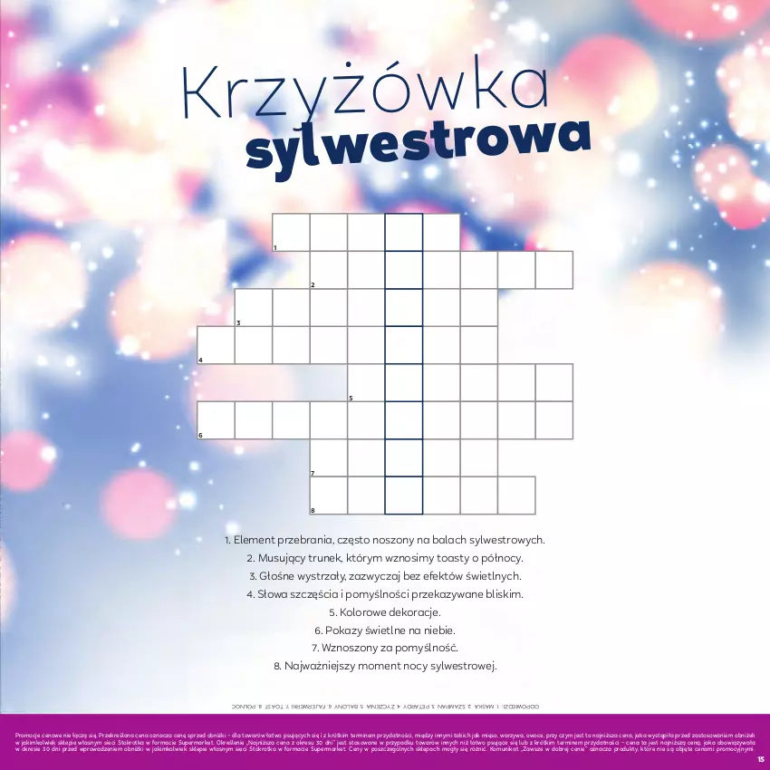 Gazetka promocyjna Stokrotka - Katalog Sylwester! - ważna 30.12.2025 do 14.01.2026 - strona 15 - produkty: Balony, Fa, Maska, Mięso, Mus, Owoce, Petardy, Warzywa