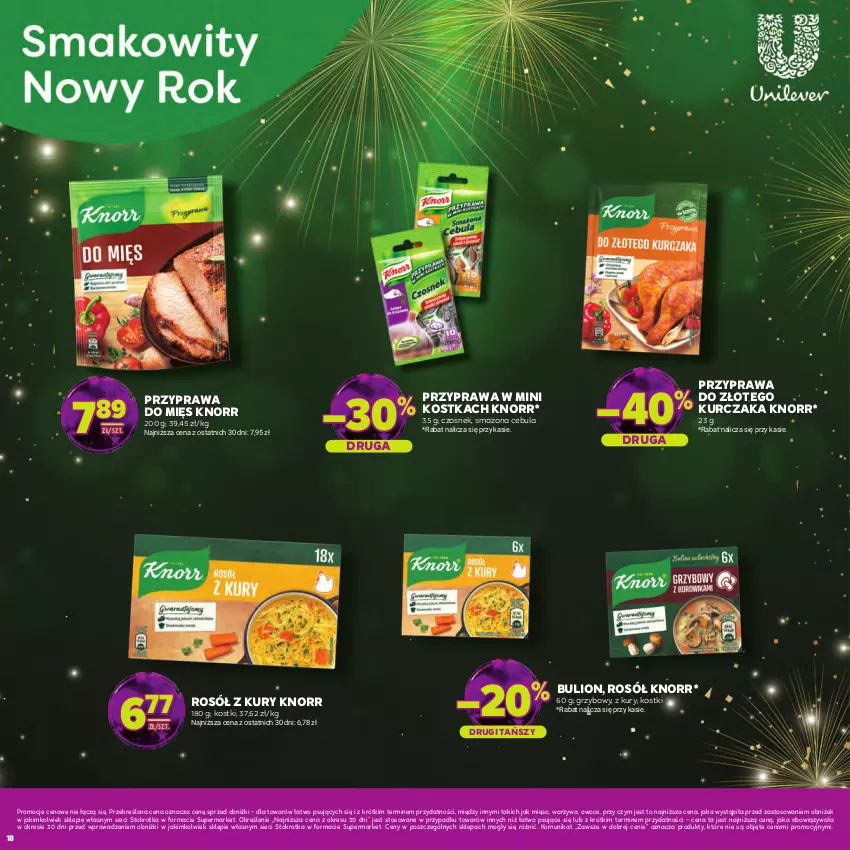 Gazetka promocyjna Stokrotka - Katalog Sylwester! - ważna 30.12.2025 do 14.01.2026 - strona 18 - produkty: Bulion, Cebula, Czosnek, Knorr, Kurczak, Lion, Mięso, Owoce, Rosół, Warzywa