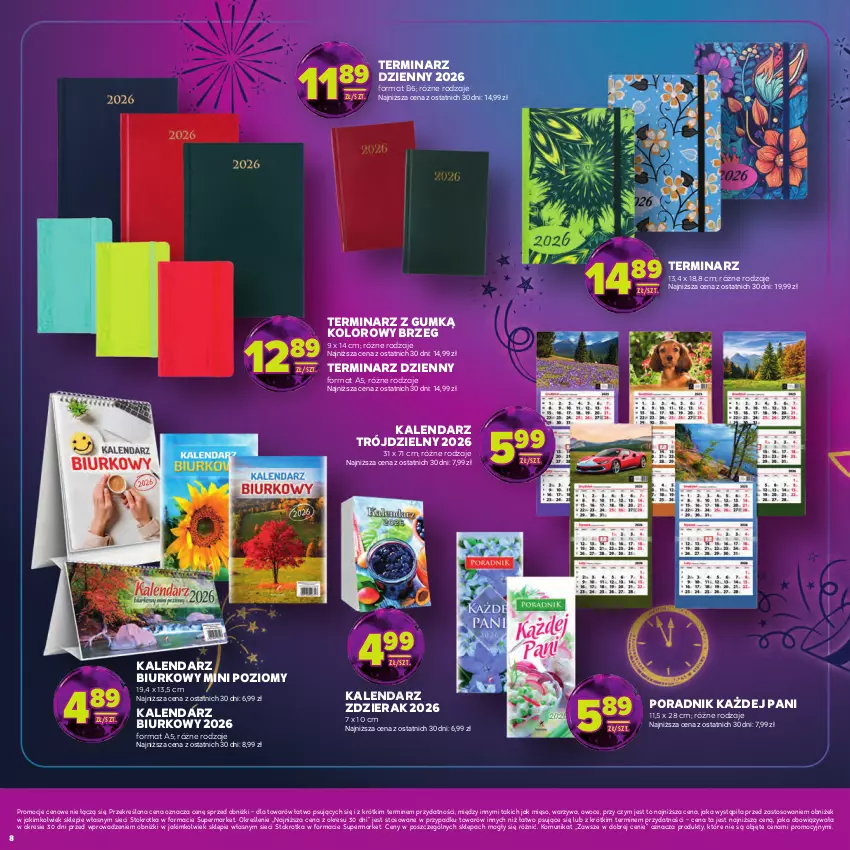 Gazetka promocyjna Stokrotka - Katalog Sylwester! - ważna 30.12.2025 do 14.01.2026 - strona 8 - produkty: Biurko, Kalendarz, Mięso, Owoce, Por, Warzywa