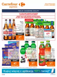 Gazetka promocyjna Carrefour - Gazetka Express - Gazetka - ważna od 24.05 do 24.05.2021 - strona 1 - produkty: Piwa, Piwo, Piec, Sok, Gra, Jogurt, Kosz, Tyskie, Activia, Chrupki, Kubuś, Monster Munch