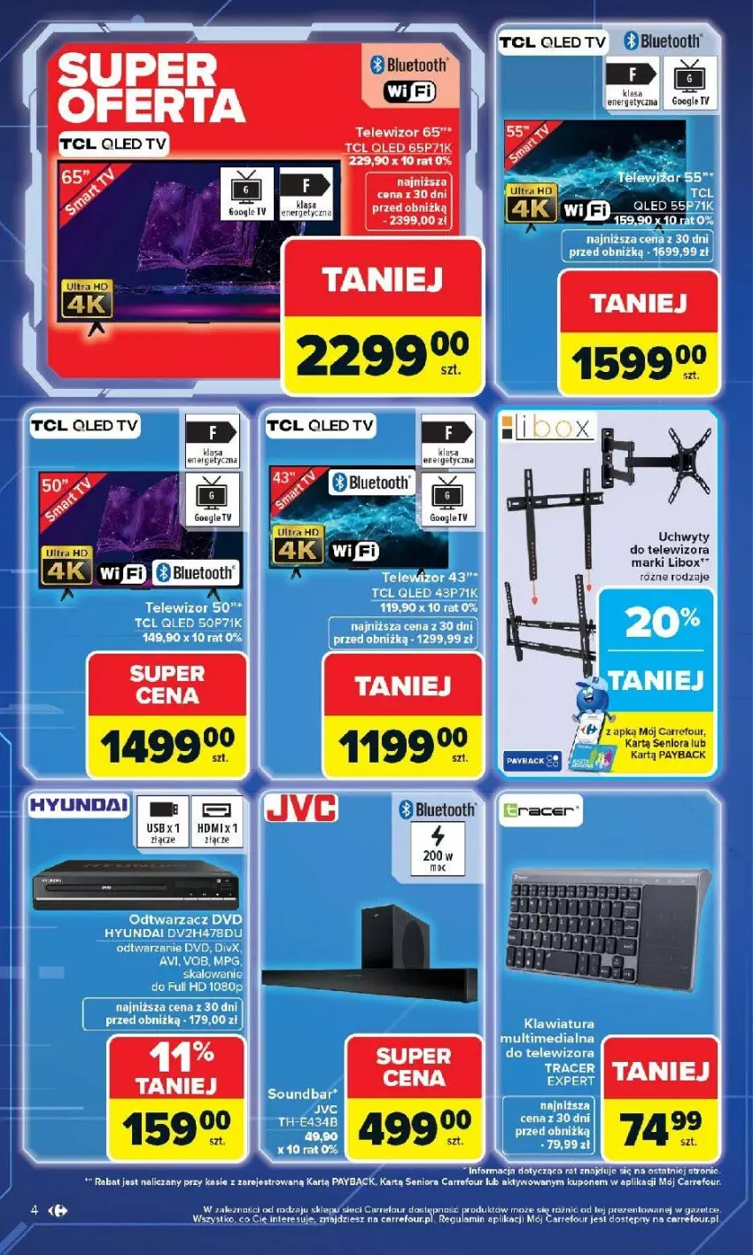 Gazetka promocyjna Carrefour - Gazetka Multimedia na co dzień - ważna 13.04 do 02.05.2026 - strona 4 - produkty: Acer, JBL, Klawiatura, LED TV, Odtwarzacz DVD, Telewizor, Uchwyty