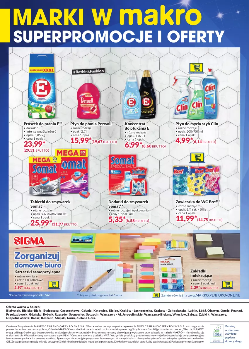 Gazetka promocyjna Makro - [Oferta promocyjna] Marki w MAKRO - ważna 26.01 do 08.02.2021 - strona 4 - produkty: Biuro, Bref, Clin, Gra, Karteczki samoprzylepne, Kosz, Mop, Papier, Perwoll, Piec, Płyn do mycia, Płyn do prania, Proszek do prania, Rum, Somat, Sos, Szal, Tablet, Zawieszka do wc