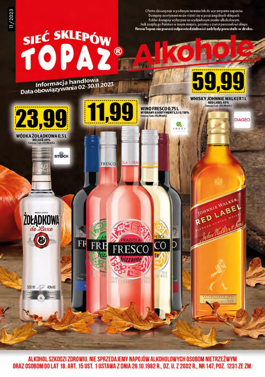 Gazetka promocyjna Topaz - Gazetka - ważna 01.11 do 30.11.2023 - strona 1 - produkty: Fresco, Mop, Top, Wino