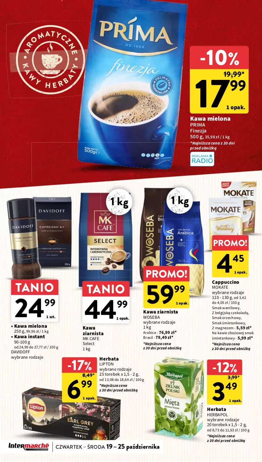 Gazetka promocyjna Intermarche - Gazetka Intermarche - ważna 19.10 do 25.10.2023 - strona 28 - produkty: BIC, Cappuccino, Davidoff, Herbapol, Herbata, Kawa, Kawa mielona, Kawa ziarnista, LG, Lipton, Magnez, Prima, Woseba