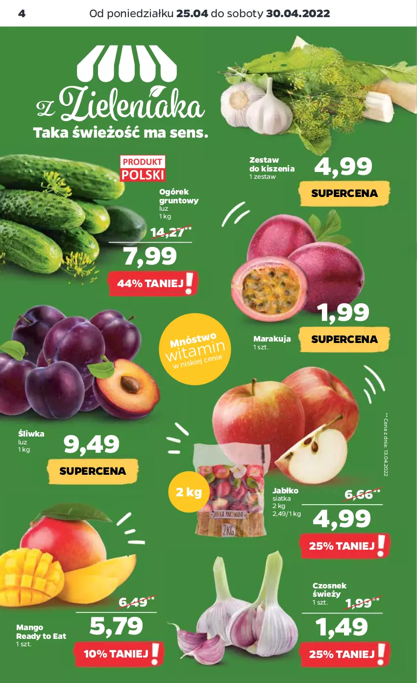 Gazetka promocyjna Netto - Gazetka spożywcza - ważna 25.04 do 30.04.2022 - strona 4 - produkty: Czosnek, Grunt, Mango, Ogórek, Siatka