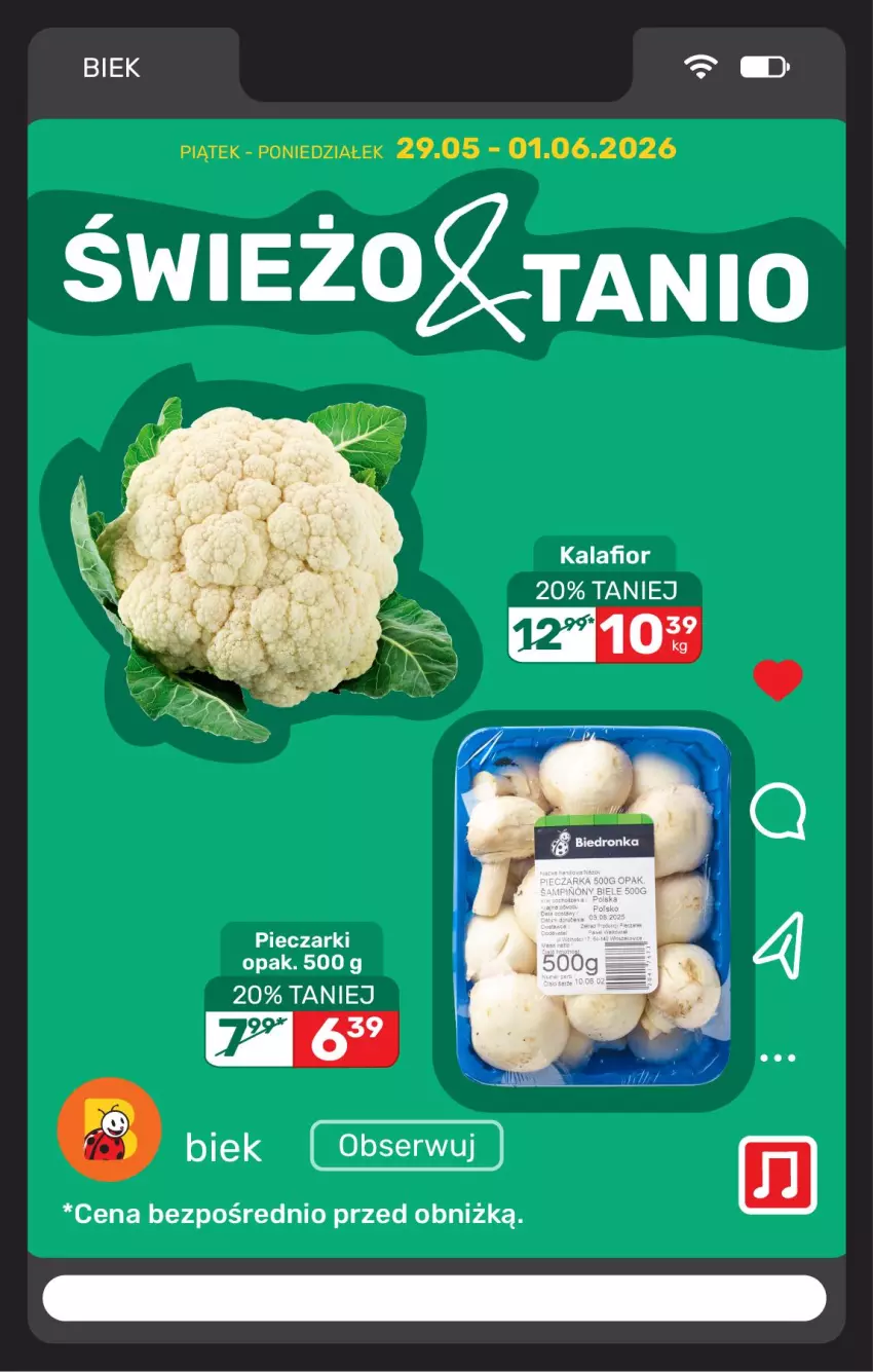 Gazetka promocyjna Biedronka - Gazetka - ważna 29.05 do 05.06.2026 - strona 12 - produkty: Kalafior, Piec