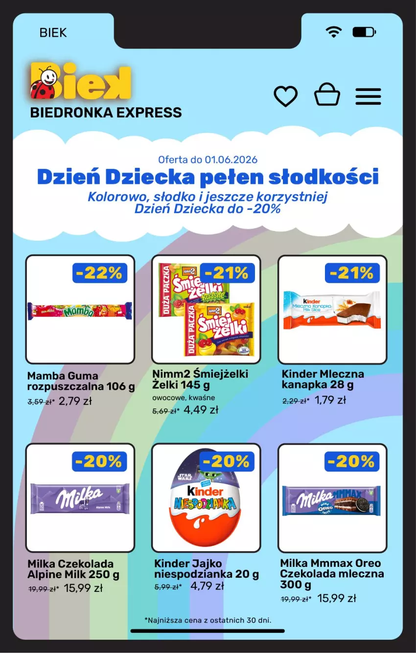Gazetka promocyjna Biedronka - Gazetka - ważna 29.05 do 05.06.2026 - strona 14 - produkty: Czekolada, Czekolada mleczna, Kinder, Mamba, Milka, Nimm2, Oreo