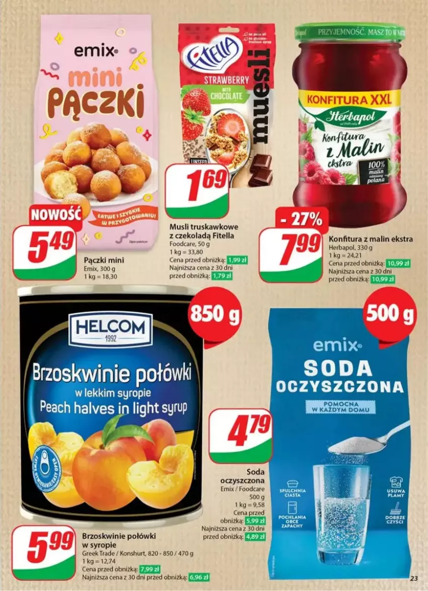 Gazetka promocyjna Dino - ważna 26.02 do 04.03.2025 - strona 16 - produkty: Brzoskwinie, Fa, Herbapol, Konfitura, Mus, Soda oczyszczona, Syrop