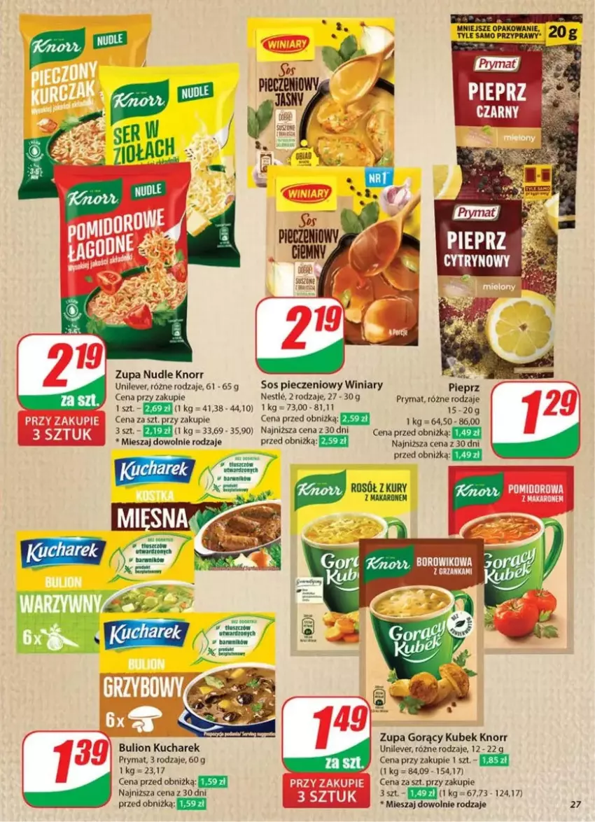 Gazetka promocyjna Dino - ważna 26.02 do 04.03.2025 - strona 20 - produkty: Bulion, Knorr, Kubek, Kucharek, Lion, Makaron, Piec, Pieprz, Prymat, Przyprawy, Rosół, Winiary, Zupa