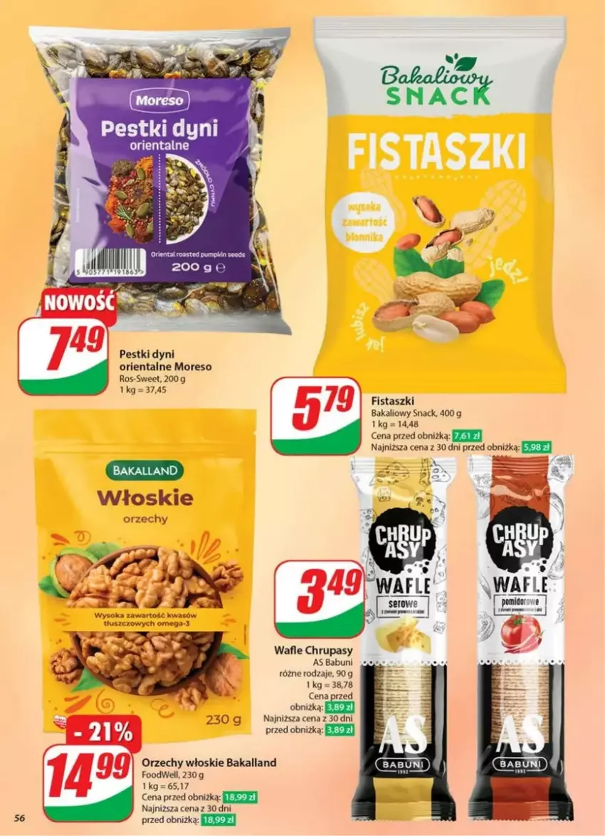 Gazetka promocyjna Dino - ważna 26.02 do 04.03.2025 - strona 52 - produkty: Babuni, Bakalland, Omega-3, Orzechy włoskie, Pestki dyni, Sok, Wafle