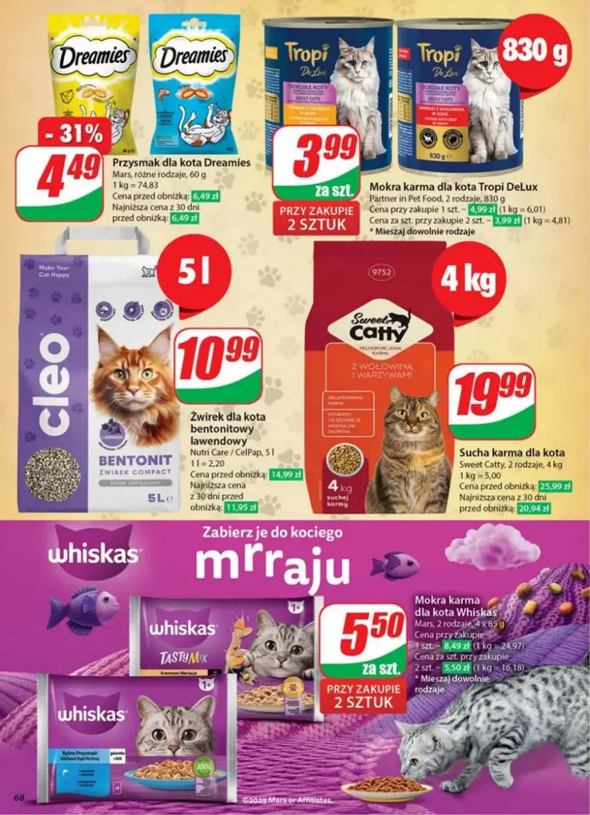 Gazetka promocyjna Dino - ważna 26.02 do 04.03.2025 - strona 65 - produkty: Mars, Mokra karma, Przysmak dla kota, Sucha karma, Whiskas