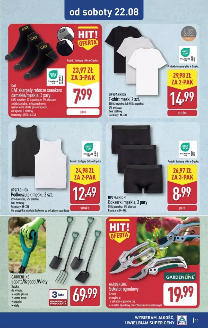 Gazetka promocyjna Aldi - Przygotuj się na kolejny tydzień - ważna 18.08 do 20.08.2026 - strona 15 - produkty: Bokserki, Fa, Kosz, Podkoszulek, Ser, Wełna