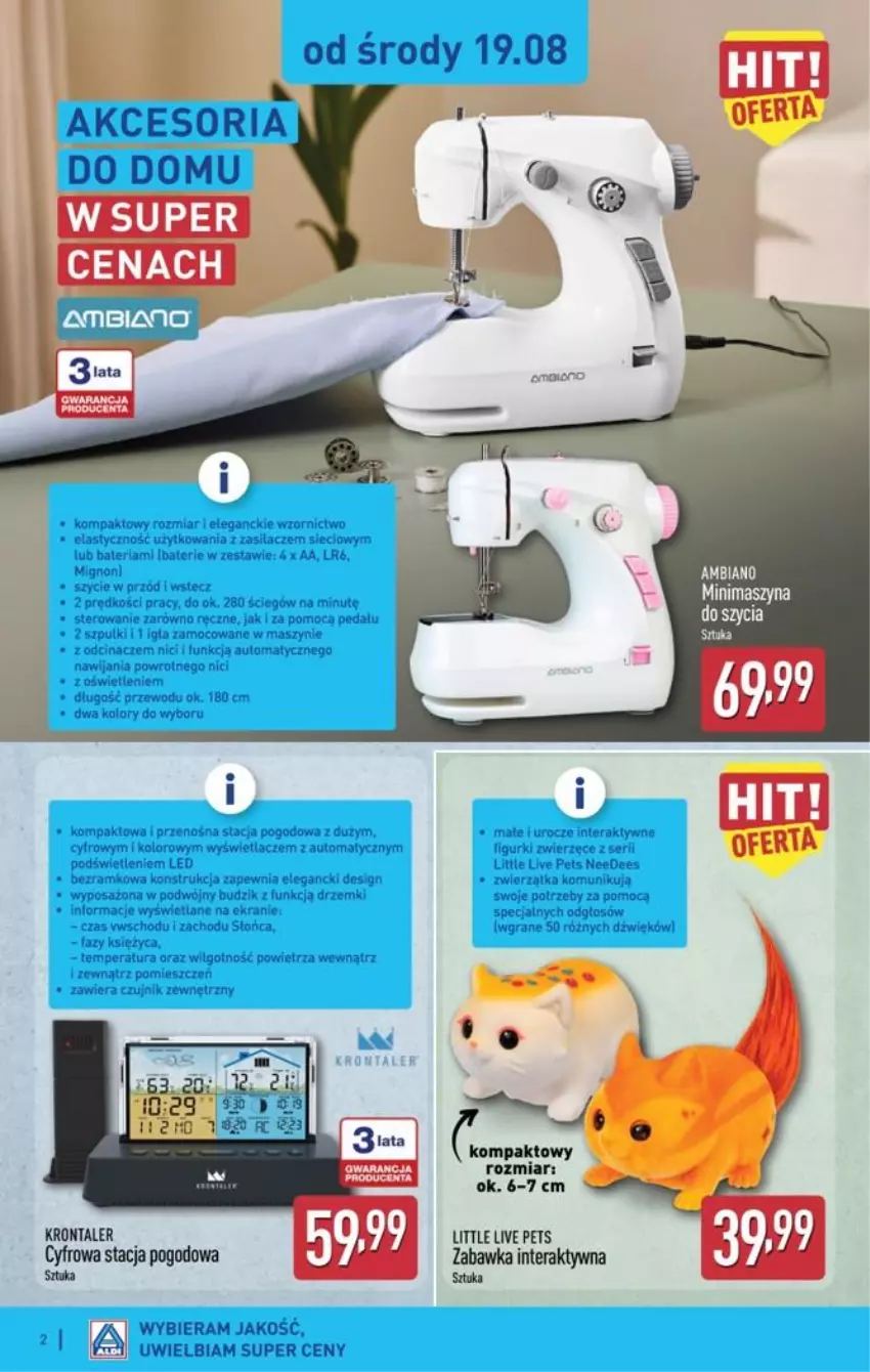 Gazetka promocyjna Aldi - Przygotuj się na kolejny tydzień - ważna 18.08 do 20.08.2026 - strona 2 - produkty: Bateria, Budzik, Czujnik zewnętrzny, Gra, LG, Ser, Stacja pogodowa, Szyna, Tera
