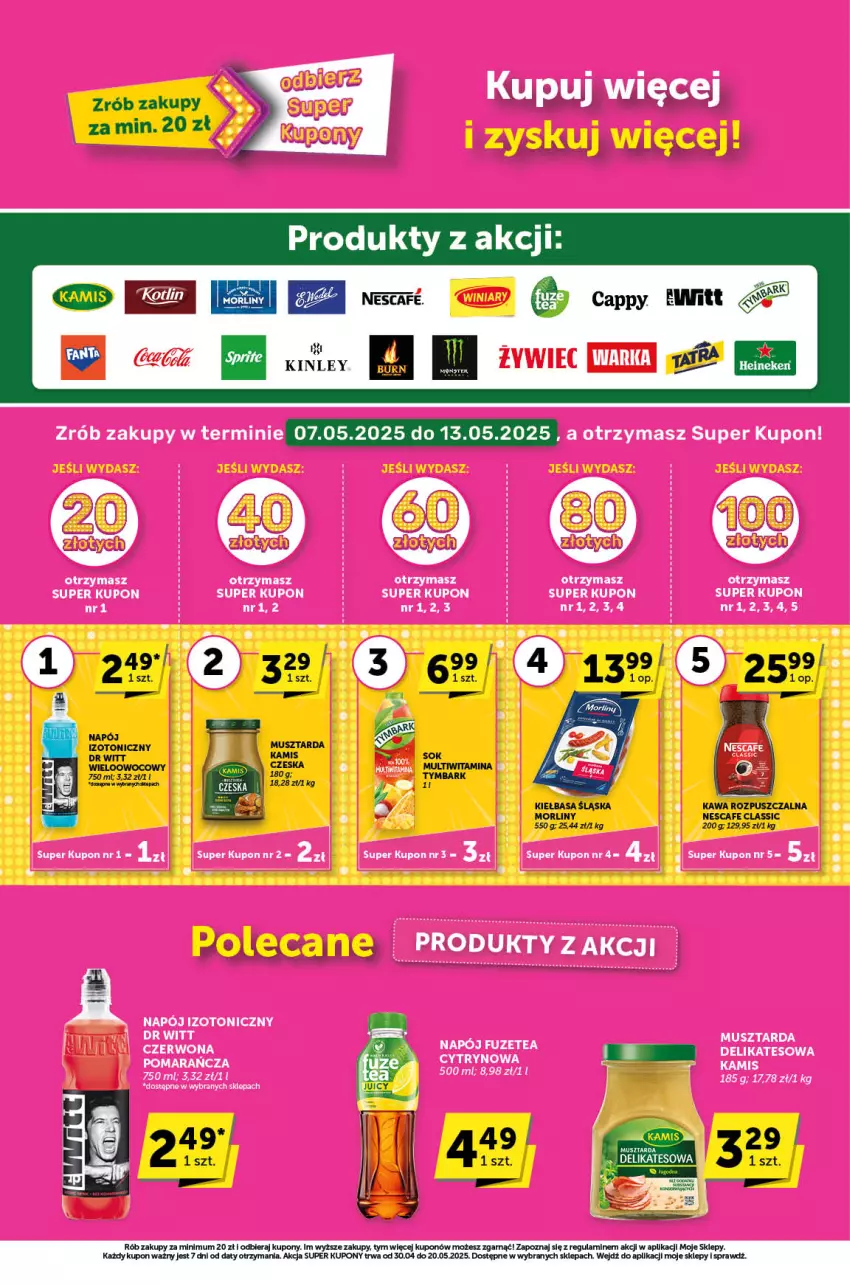 Gazetka promocyjna ABC - ważna 30.04 do 13.05.2025 - strona 3 - produkty: Cappy, Kamis, Kawa, Kawa rozpuszczalna, Kiełbasa, Kiełbasa śląska, Morliny, Mus, Musztarda, Napój, Sok, Tymbark