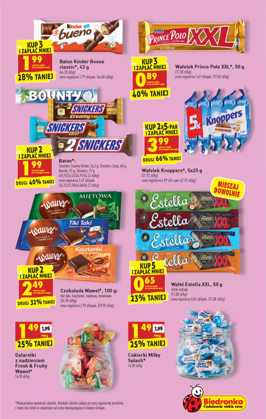 Gazetka promocyjna Biedronka - W tym tygodniu - ważna 23.08 do 29.08.2021 - strona 37 - produkty: Baton, Bounty, Cukier, Cukierki, Czekolada, Gala, Galaretki, Kinder, Knoppers, LG, Prince Polo, Wafelek, Wawel