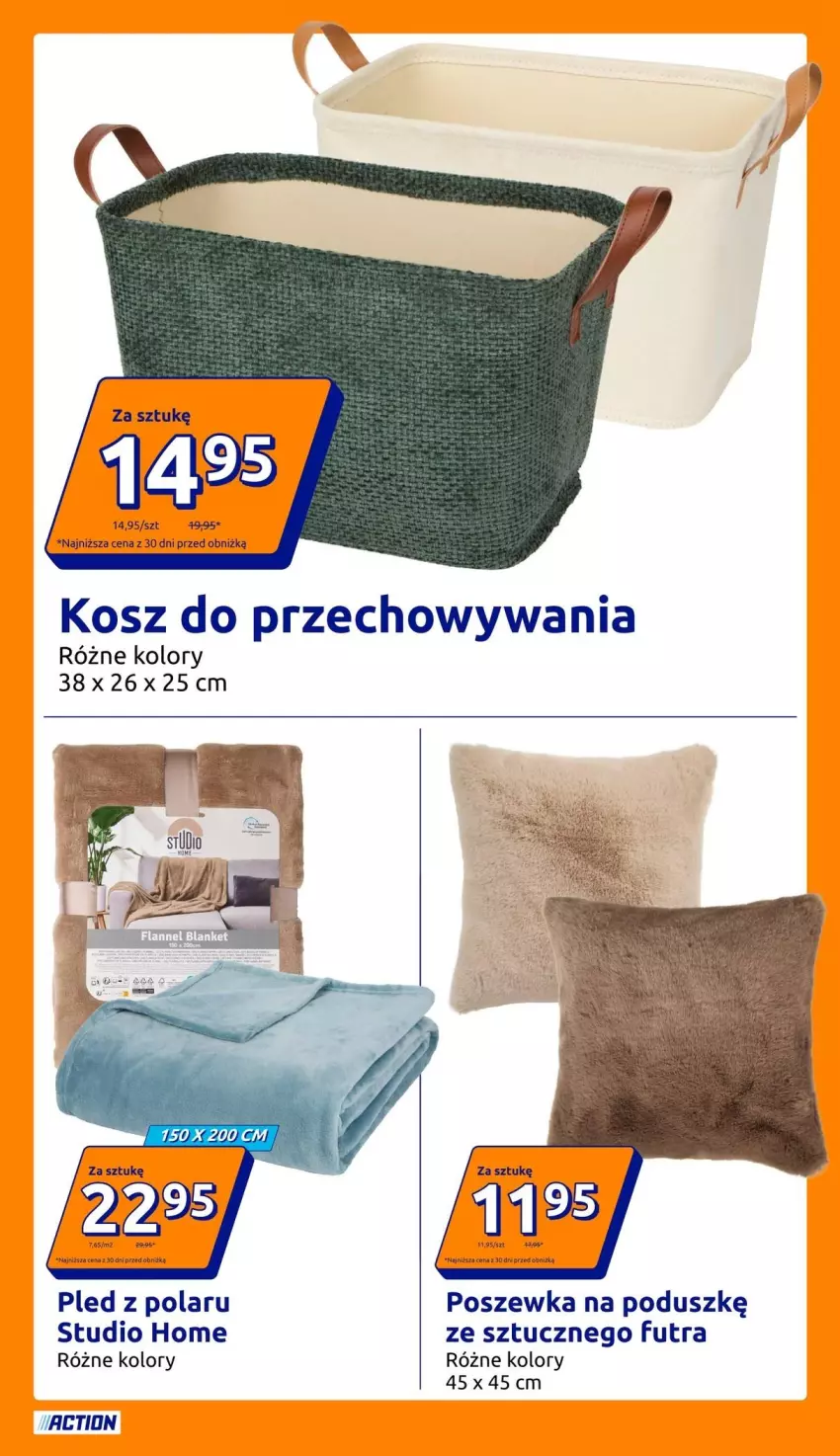 Gazetka promocyjna Action - Gazetka tydzień 35 2026 - ważna 26.08 do 01.09.2026 - strona 22 - produkty: Kosz, Pled, Poszewka