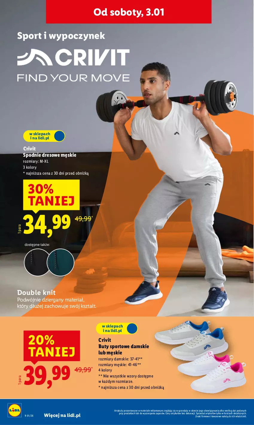 Gazetka promocyjna Lidl - GAZETKA - ważna 02.01 do 03.01.2026 - strona 14 - produkty: Buty, Dres, Por, Spodnie, Spodnie dresowe, Sport