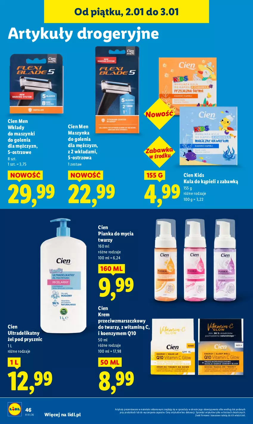 Gazetka promocyjna Lidl - GAZETKA - ważna 02.01 do 03.01.2026 - strona 48 - produkty: Krem przeciwzmarszczkowy, Kula do kąpieli, Mars, Maszynka, Maszynka do golenia, Pianka do mycia twarzy, Szynka, Zabawka