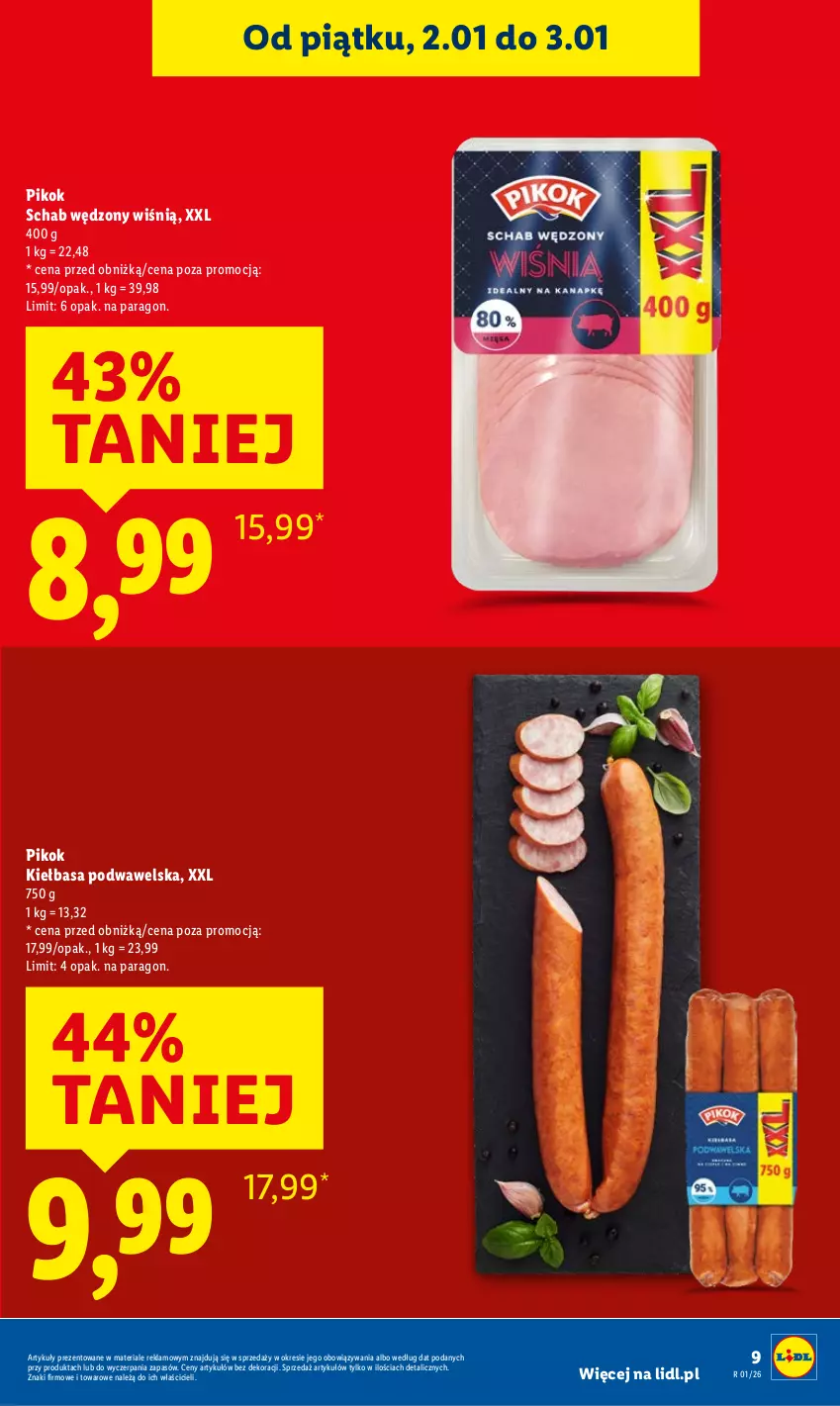 Gazetka promocyjna Lidl - GAZETKA - ważna 02.01 do 03.01.2026 - strona 9 - produkty: Kiełbasa, Kiełbasa podwawelska, PIKOK, Wawel