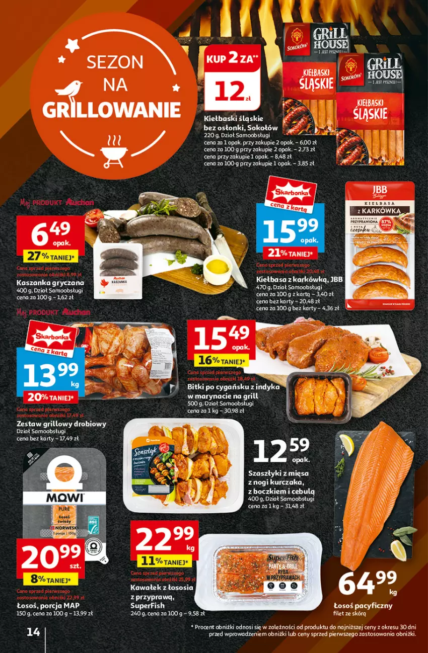 Gazetka promocyjna Auchan - Hipermarket - ważna 01.08 do 07.08.2024 - strona 16 - produkty: Grill, Gry, Kasza, Kaszanka, Kawa, Kiełbasa, Kurczak, Por, Sok, Sokołów, Sos, Wałek