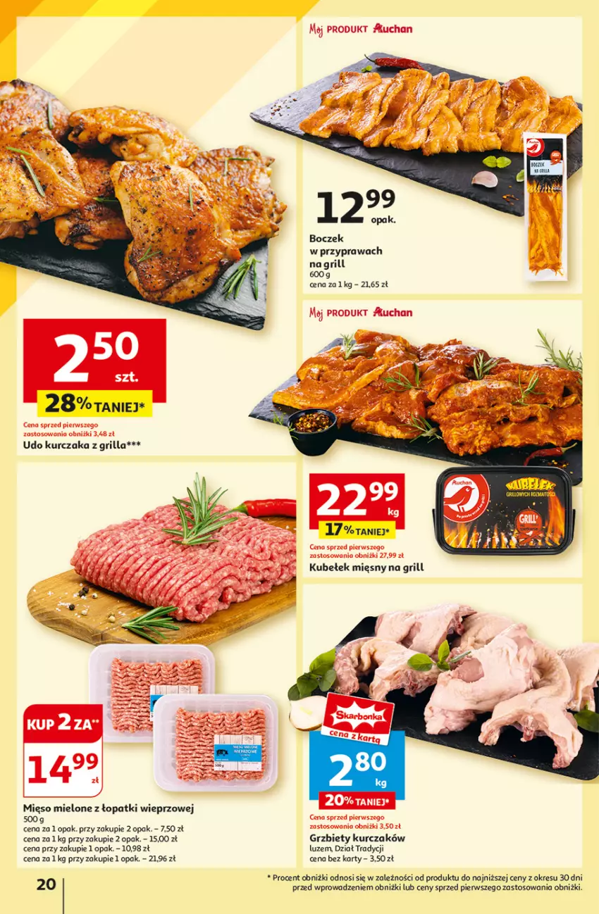 Gazetka promocyjna Auchan - Hipermarket - ważna 01.08 do 07.08.2024 - strona 22 - produkty: Grill, Kurczak, Mięso, Mięso mielone, Mięso mielone z łopatki wieprzowej
