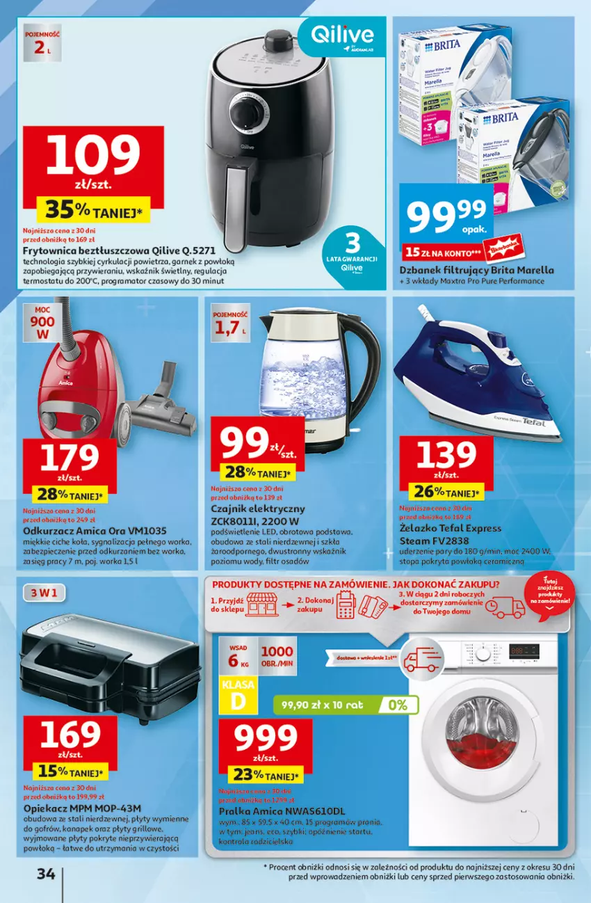 Gazetka promocyjna Auchan - Hipermarket - ważna 01.08 do 07.08.2024 - strona 42 - produkty: Amica, Brit, Brita, Czajnik, Czajnik elektryczny, Dzbanek, Dzbanek filtrujący, Fa, Garnek, Gra, Grill, Mop, Odkurzacz, Orka, Piec, Por, Pralka, Pur, Rama, Tefal, Termos, Top