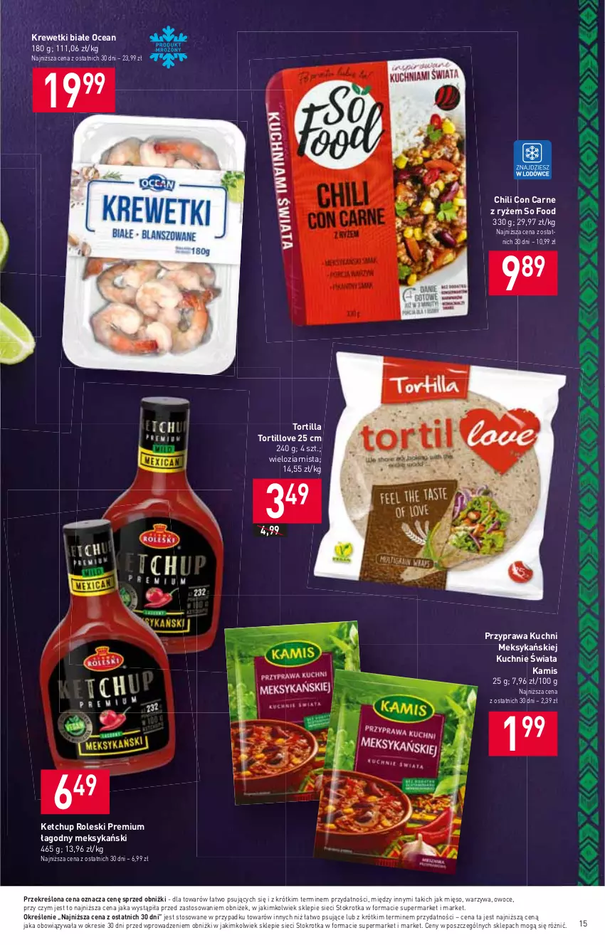 Gazetka promocyjna Stokrotka - Supermarket - ważna 03.11 do 08.11.2023 - strona 17 - produkty: Kamis, Ketchup, Krewetki, Mięso, Owoce, Ryż, So Food, Tortilla, Warzywa