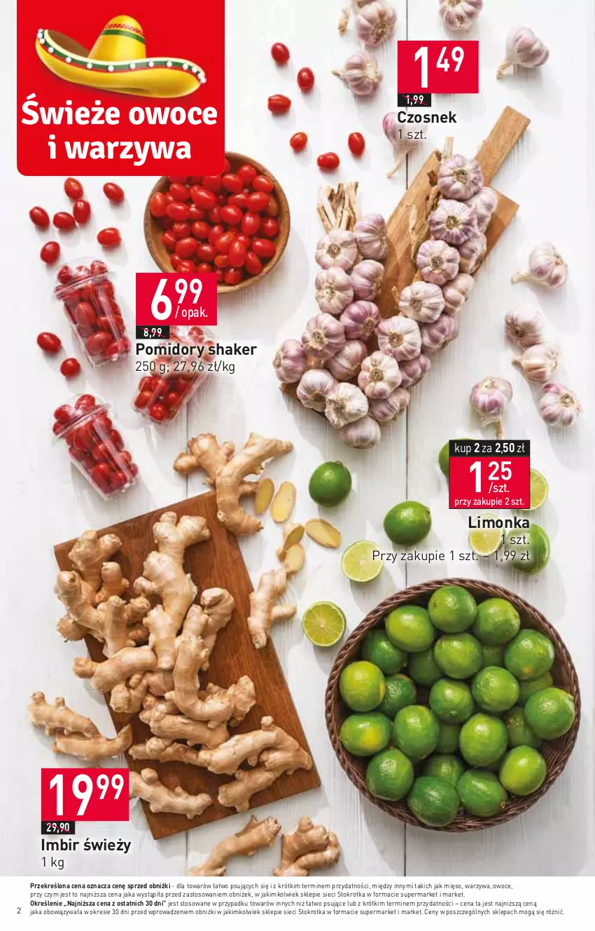 Gazetka promocyjna Stokrotka - Supermarket - ważna 03.11 do 08.11.2023 - strona 8 - produkty: Czosnek, Imbir, Limonka, Mięso, Owoce, Pomidory, Warzywa