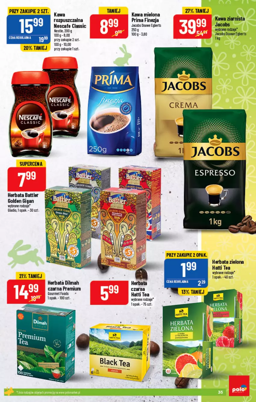 Gazetka promocyjna PoloMarket - Gazetka pomocyjna - ważna 13.04 do 19.04.2022 - strona 35 - produkty: Dilmah, Herbata, Jacobs, Kawa, Kawa ziarnista, Prima