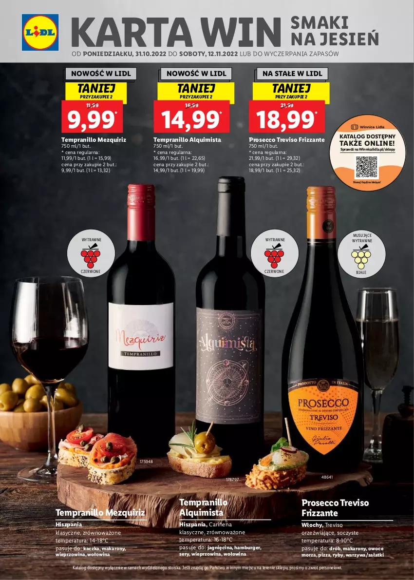 Gazetka promocyjna Lidl - ważna 30.10 do 12.11.2022 - strona 1 - produkty: Burger, Drób, Hamburger, Kaczka, Makaron, Mus, Owoce, Pizza, Prosecco, Rama, Sałat, Ser, Warzywa, Wieprzowina, Wołowina