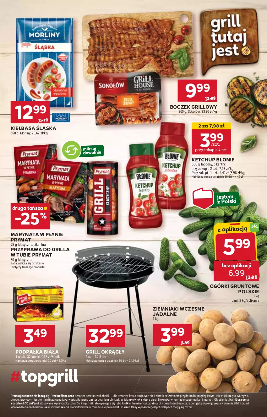 Gazetka promocyjna Stokrotka - Supermarket - ważna 15.05 do 21.05.2025 - strona 13 - produkty: Boczek, Grill, Grunt, Ketchup, Kiełbasa, Kiełbasa śląska, Mięso, Morliny, Owoce, Prymat, Sok, Sokołów, Warzywa, Ziemniaki