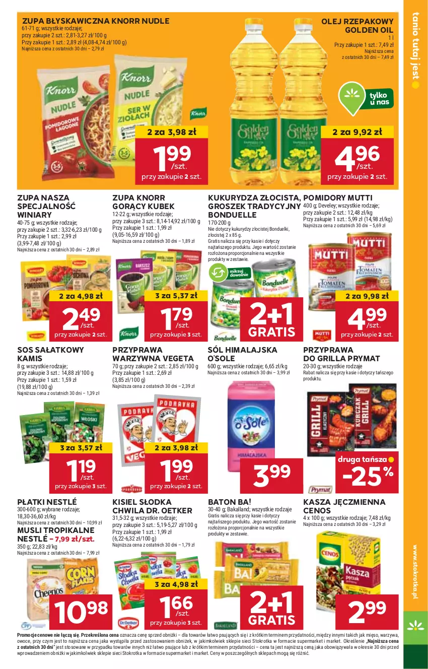 Gazetka promocyjna Stokrotka - Supermarket - ważna 15.05 do 21.05.2025 - strona 25 - produkty: Ba!, Bakalland, Baton, Bonduelle, Cenos, Dr. Oetker, Gra, Grill, Groszek, Kamis, Kasza, Kasza jęczmienna, Kisiel, Knorr, Kubek, Kukurydza, Mięso, Mus, Nestlé, Olej, Olej rzepakowy, Owoce, Pomidory, Por, Prymat, Sałat, Słodka Chwila, Sól, Sól himalajska, Sos, Vegeta, Warzywa, Winiary, Zupa