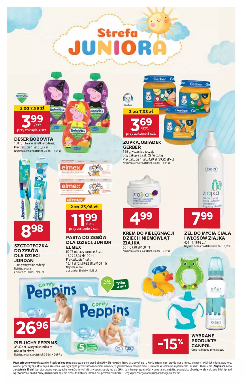 Gazetka promocyjna Stokrotka - Supermarket - ważna 15.05 do 21.05.2025 - strona 27 - produkty: BoboVita, Canpol, Deser, Dzieci, Elmex, Gerber, Mięso, Owoce, Pasta do zębów, Pieluchy, Ser, Szczoteczka, Szczoteczka do zębów, Warzywa, Ziajka