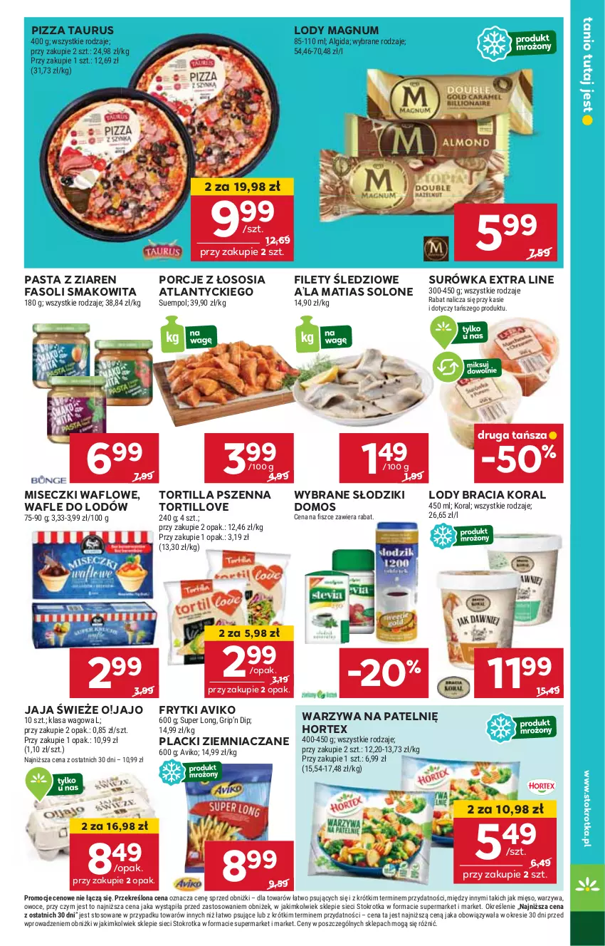 Gazetka promocyjna Stokrotka - Supermarket - ważna 15.05 do 21.05.2025 - strona 31 - produkty: Algida, Fa, Frytki, Hortex, Jaja, Lack, LG, Lody, Mięso, Owoce, Pizza, Por, Smakowita, Sos, Suempol, Surówka, Tortilla, Wafle, Wafle do lodów, Warzywa
