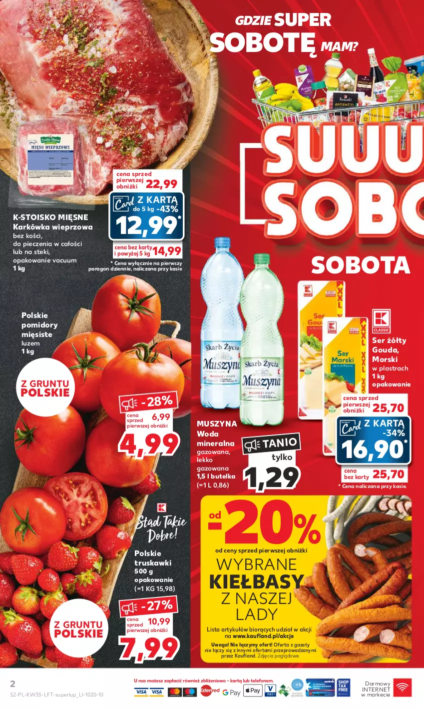 Gazetka promocyjna Kaufland - Gazetka tygodnia - ważna 31.08 do 06.09.2023 - strona 2 - produkty: Gouda, Grunt, Karkówka wieprzowa, Mus, Piec, Pomidory, Ser, Stek, Szyna, Truskawki, Waga, Woda, Woda mineralna