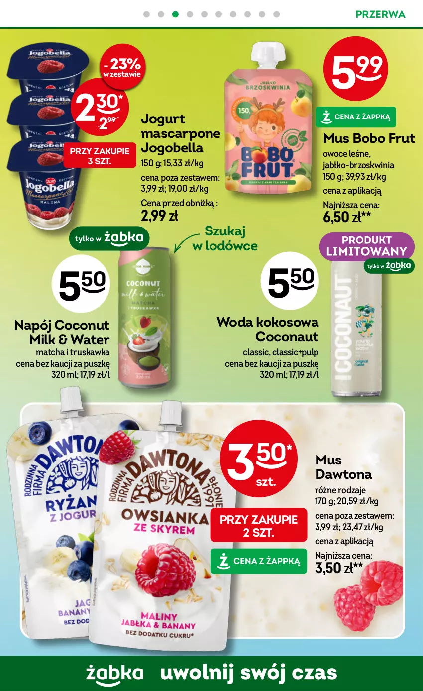 Gazetka promocyjna Żabka - gazetka-promocyjna-35-36-2026 - ważna 26.08 do 08.09.2026 - strona 72 - produkty: Bell, Bella, Dawtona, Jogobella, Jogurt, Kokos, Mascarpone, Mus, Napój, Owoce, Woda