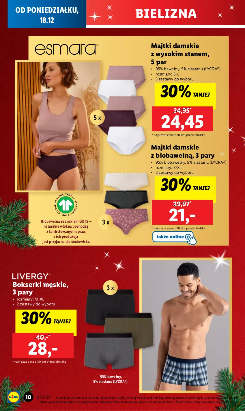 Gazetka promocyjna Lidl - GAZETKA - ważna 18.12 do 23.12.2023 - strona 12 - produkty: Bielizna, Bokserki, Majtki, Ser, Sok, Wełna