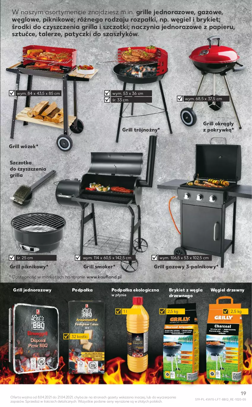 Gazetka promocyjna Kaufland - OFERTA TYGODNIA - ważna 15.04 do 21.04.2021 - strona 19 - produkty: Grill, Grill gazowy, Noż, Papier, Szczotka, Talerz, Węgiel drzewny, Wózek