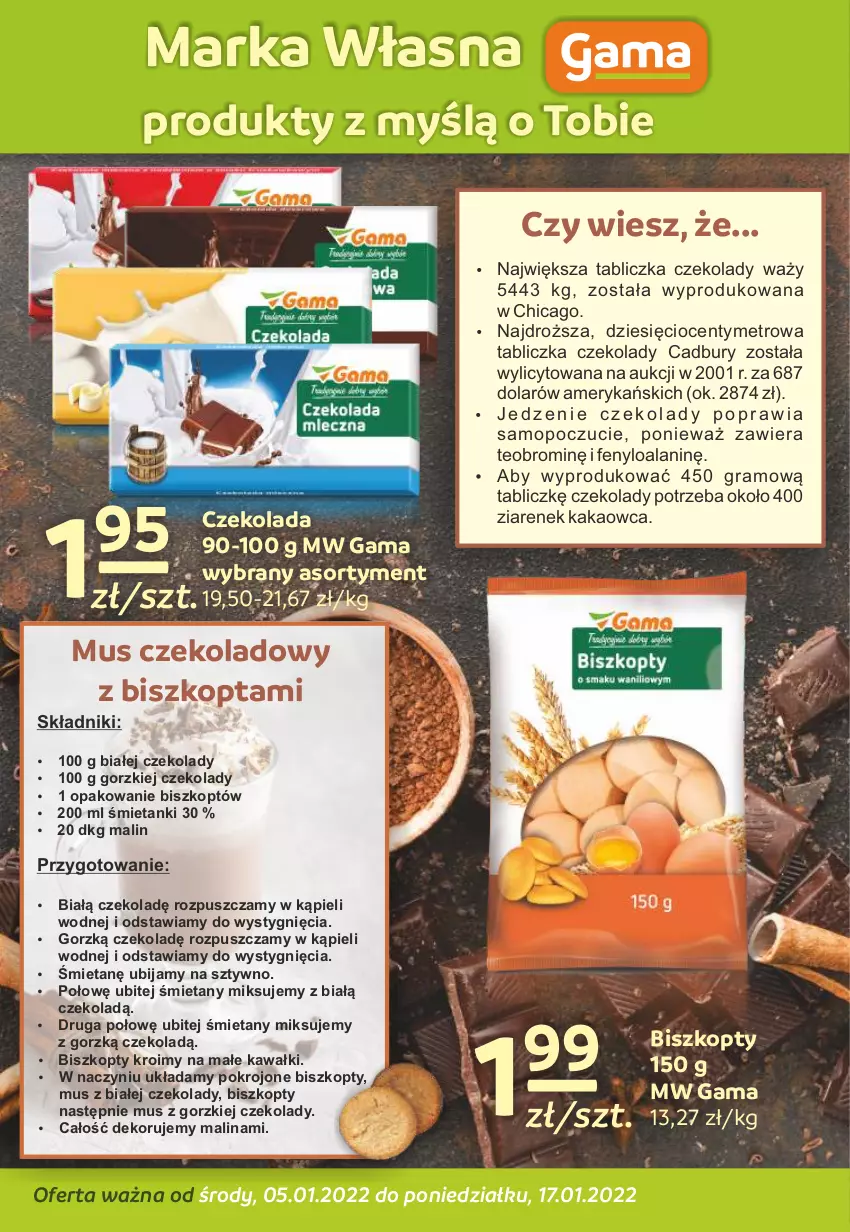 Gazetka promocyjna Gama - Gazetka Gama - ważna 05.01 do 17.01.2022 - strona 8 - produkty: Biszkopty, Czekolada, Gra, Kakao, Kawa, Metro, Mop, Mus