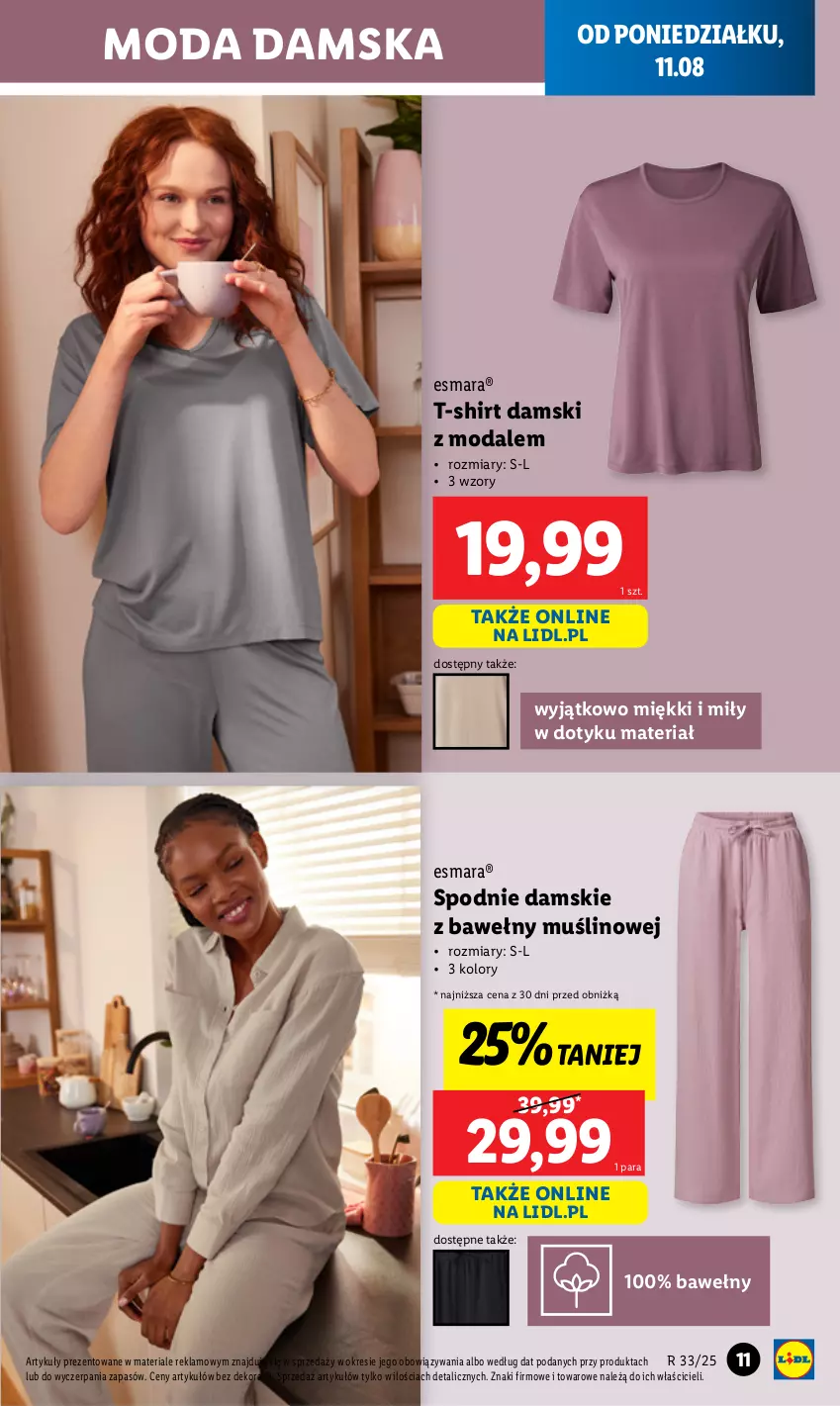 Gazetka promocyjna Lidl - GAZETKA - ważna 11.08 do 16.08.2025 - strona 11 - produkty: Moda, Spodnie, T-shirt