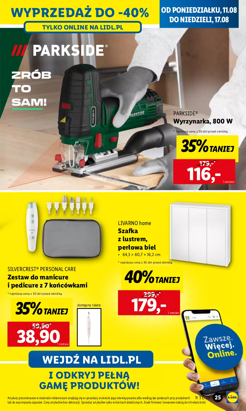 Gazetka promocyjna Lidl - GAZETKA - ważna 11.08 do 16.08.2025 - strona 19 - produkty: Ivar, Manicure i pedicure, Parkside, Silvercrest, Szafka, Szafka z lustrem, Wyrzynarka